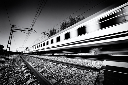 photo of train on tracks